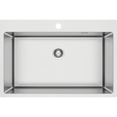 Zlewozmywak stalowy z syfonem 76x50.5 cm stal ZPO010C Deante Olfato