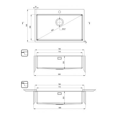 Zlewozmywak stalowy z syfonem 76x50.5 cm stal ZPO010C Deante Olfato