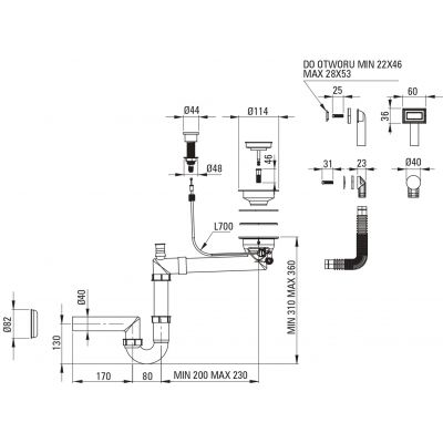 Zlewozmywak granitowy 50x40 cm szary/grafitowy/onyx ZQEG104 Deante Eridan