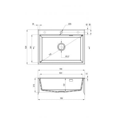 Zlewozmywak granitowy 70x52 cm czarny ZQEN103 Deante Eridan