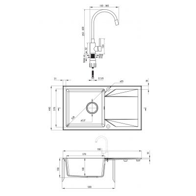Zlewozmywak z baterią ZQJJN113 Deante Evora