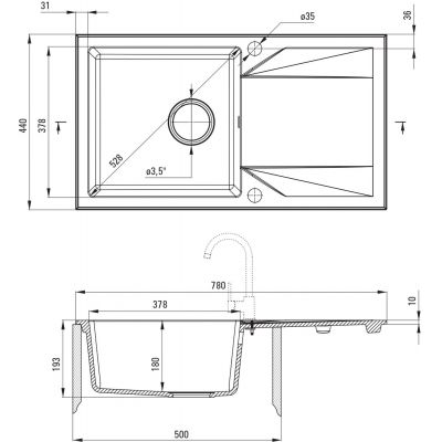 Zlewozmywak granitowy 78x44 cm czarny ZQJN113 Deante Evora