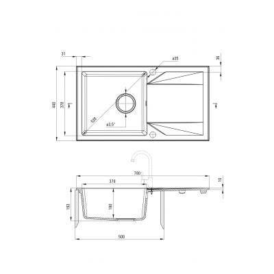 Zlewozmywak granitowy 78x44 cm ZQJT113 Deante Evora