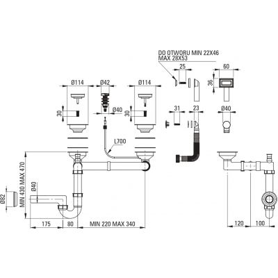 Zlewozmywak granitowy 78x49 cm szary/grafitowy/onyx ZQNG513 Deante Andante