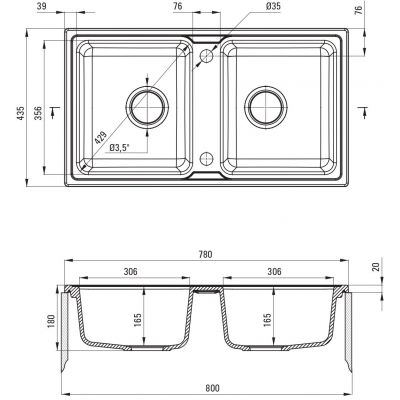Zlewozmywak granitowy 78x43.5 cm szary/grafitowy/onyx ZQZS203 Deante Zorba