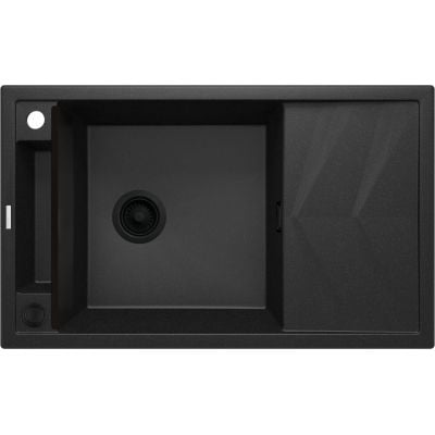Zlewozmywak granitowy 82x50 cm szary/grafitowy/onyx ZRMG113 Deante Magnetic