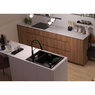 Zlewozmywak granitowy 69x50 cm czarny ZRMN503 Deante Magnetic