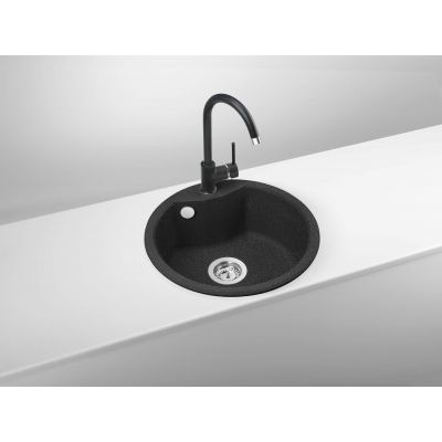 Zlewozmywak granitowy 48x48 cm szary/grafitowy/onyx ZRS2803 Deante Fiesta Solis