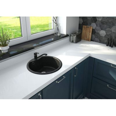 Zlewozmywak granitowy 48x48 cm szary/grafitowy/onyx ZRS2803 Deante Fiesta Solis