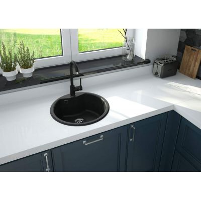 Zlewozmywak granitowy 48x48 cm szary/grafitowy/onyx ZRS2803 Deante Fiesta Solis