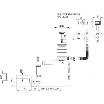 Syfon zlewozmywakowy ZXYN949 Deante Space Saver