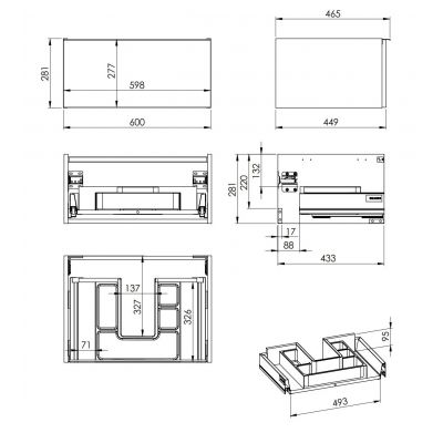Szafka 60x44.9x28.1 cm podumywalkowa wisząca antracyt RE010603026610 Elita Look