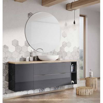 Szafka 80x44.9x63.5 cm podumywalkowa wisząca antracyt RE080801026610 Elita Look