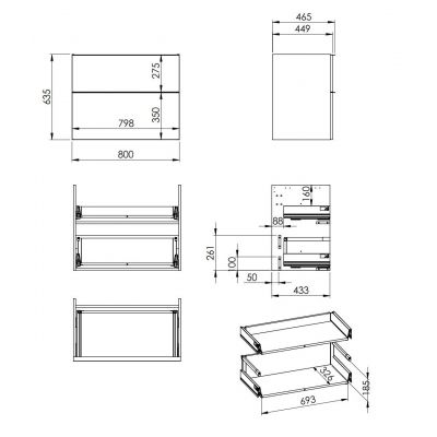 Szafka 80x44.9x63.5 cm podumywalkowa wisząca antracyt RE080801026610 Elita Look