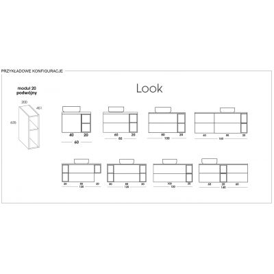 Szafka 20x45.1x63.5 cm boczna wisząca biała RE110200028060 Elita Look