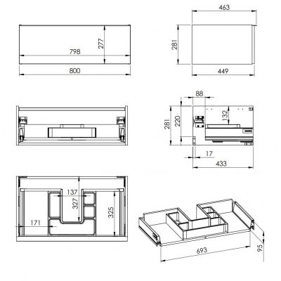 Szafka 80x44.9x28.1 cm podumywalkowa wisząca dąb RE010803027050 Elita Look