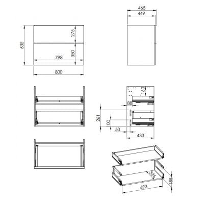 Szafka 80x44.9x63.5 cm podumywalkowa wisząca dąb RE080801027050 Elita Look