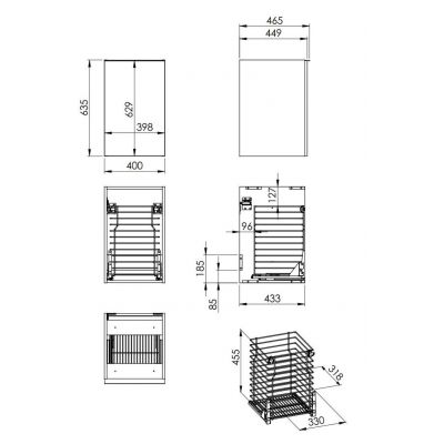 Szafka 40x44.9x63.5 cm boczna wisząca biała RE080402025290 Elita Look