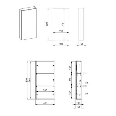 Szafka 40x12.6x80 cm boczna wisząca biała RE140400068060 Elita For All