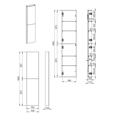 Szafka 40x12.6x180 cm boczna wisząca biała RE030400068060 Elita For All