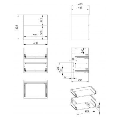Szafka 60x44.9x63.5 cm podumywalkowa wisząca czarna RE080601027160 Elita Look