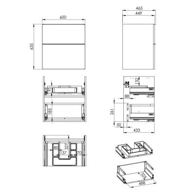 Szafka 60x44.9x63.5 cm podumywalkowa wisząca zielona RE010601027010 Elita Look