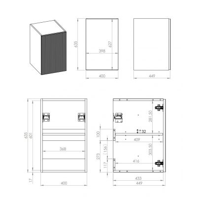 Szafka 40x45.3x63.5 cm boczna wisząca niebieska RE080400047030 Elita Soho