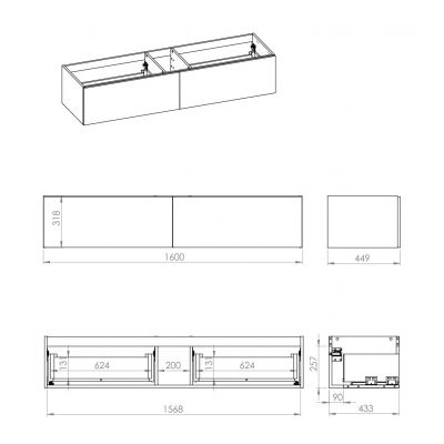 Szafka 160x44.9x31.8 cm podumywalkowa wisząca antracyt RE081604026610 Elita Look Slim