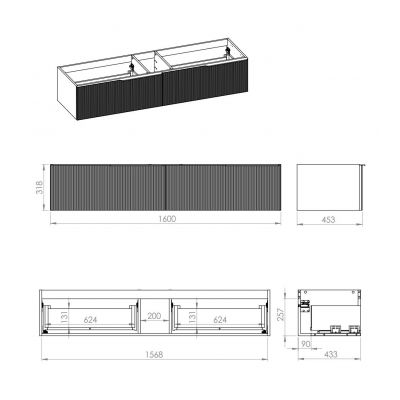 Szafka 160x45.3x31.8 cm podumywalkowa wisząca czarna RE081604047160 Elita Soho Slim