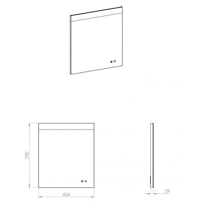 Lustro 60.4x70 cm prostokątne z oświetleniem z matą grzewczą RE060600120010 Elita Eva