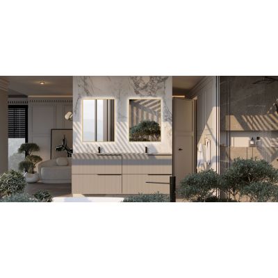 Lustro 60x80 cm prostokątne z oświetleniem złoty RE060603015570 Elita Sharon Square