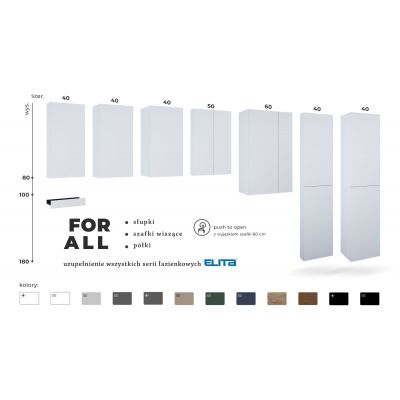 Szafka 40x21.6x80 cm boczna wisząca czarna RE140400077160 Elita For All