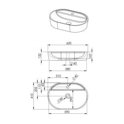 Umywalka 62x41.2 cm owalna nablatowa brąz/beż RE040620017020 Elita Babette