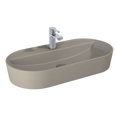 Umywalka 81.5x41.5 cm owalna nablatowa brąz/beż RE040820017020 Elita Babette