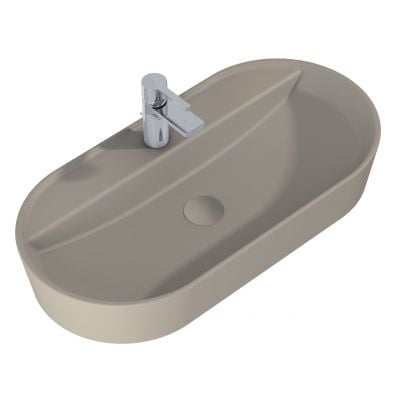 Umywalka 81.5x41.5 cm owalna nablatowa brąz/beż RE040820017020 Elita Babette