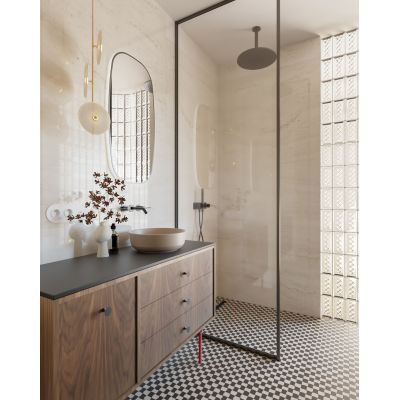 Umywalka 41.5x41.5 cm okrągła nablatowa brąz/beż RE040420047020 Elita Lorca