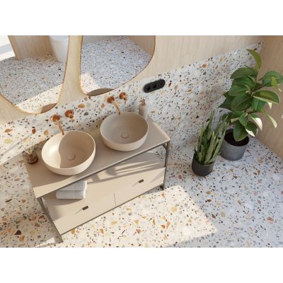 Umywalka 41.5x41.5 cm okrągła nablatowa brąz/beż RE040420047020 Elita Lorca