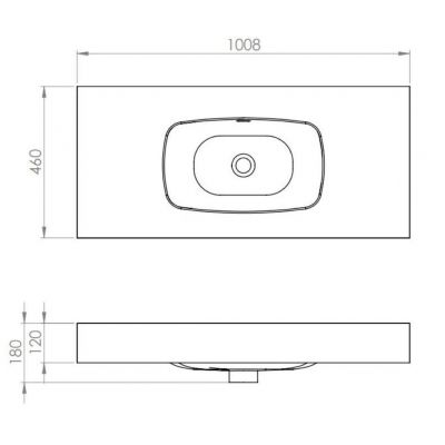 Umywalka 100.8x46 cm prostokątna ścienna zielona RE041000027010 Elita Dimple