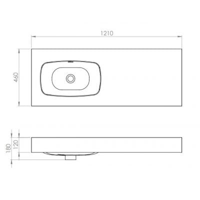 Umywalka 121x46 cm prostokątna ścienna zielona RE041201027010 Elita Dimple