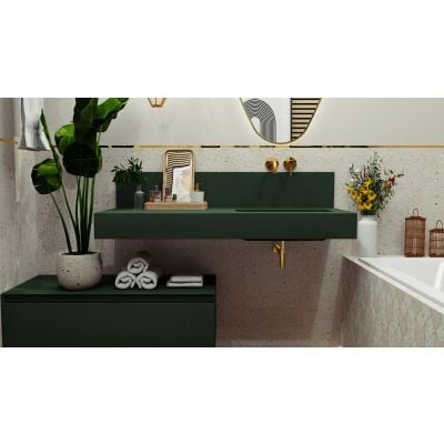 Umywalka 121x46 cm prostokątna ścienna zielona RE041202027010 Elita Dimple