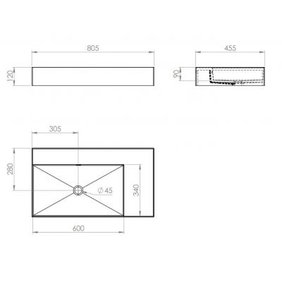 Umywalka 80.5x45.5 cm prostokątna ścienna czarna RE041461177160 Elita Level