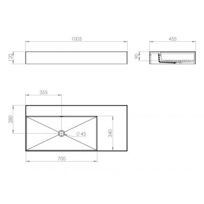Umywalka 100.5x45.5 cm prostokątna ścienna RE041461187020 Elita Level