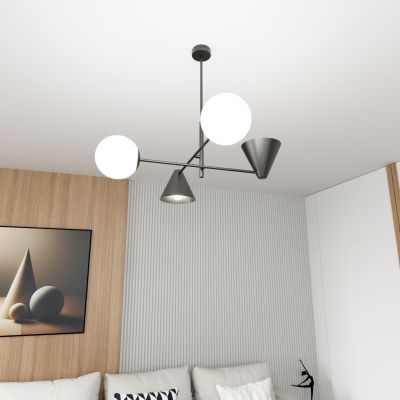 Lampa wisząca 4x10 W biała-czarna 13474 Emibig Hermes