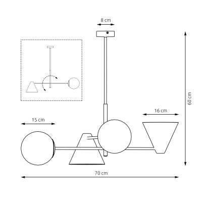 Lampa wisząca 4x10 W biała-czarna 13474 Emibig Hermes