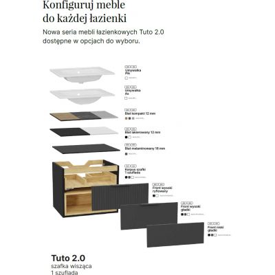 Korpus szafki 60x46.5x50 cm podumywalkowa wisząca biała-dąb MLEX2171600WHBL Excellent Tuto 2.0