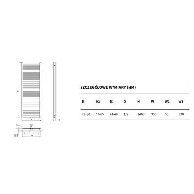 Grzejnik łazienkowy drabinkowy 146x35 cm czarny GREXHO14635BL Excellent Horos