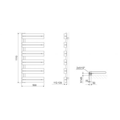 Grzejnik łazienkowy drabinkowy 111x50 cm czarny GREXMES111BL Excellent Meteor Side