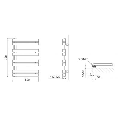 Grzejnik łazienkowy drabinkowy 72x50 cm biały GREXMES72WH Excellent Meteor Side