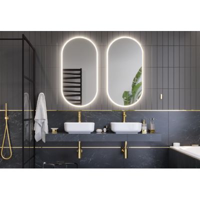Lustro 60x80 cm prostokątne z oświetleniem z matą grzewczą czarny DOEXCO080060BL Excellent Corido