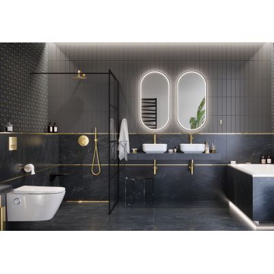 Lustro 60x80 cm prostokątne z oświetleniem z matą grzewczą czarny DOEXCO080060BL Excellent Corido